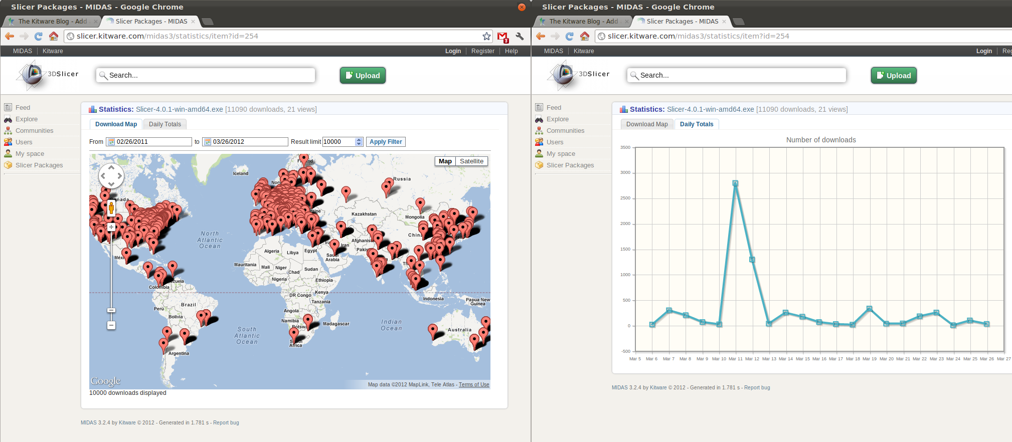 Download Statistics from Slicer by Location and Date