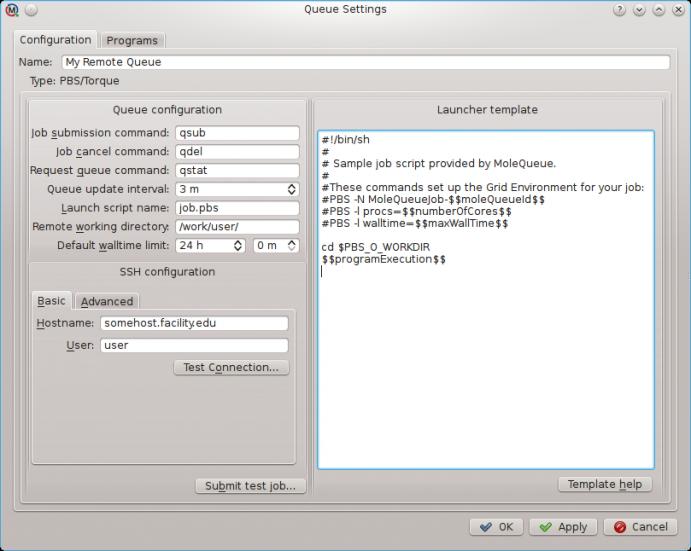 MoleQueue queue configuration