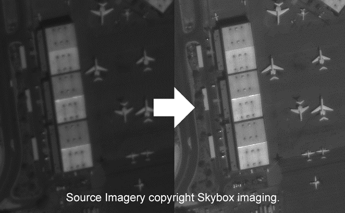 two images side by side with right image indicated a better quaility enhancement