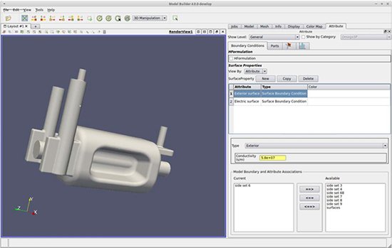  ModelBuilder prepares the crab cavity example by editing simulation attributes.