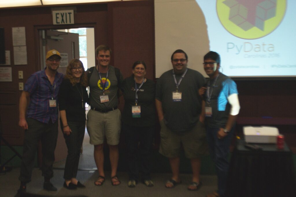 From left to right: Jean-Christophe (Jc) Fillion-Robiin (Kitware), Leah Silen (NumFOCUS), Matthew (Matt) McCormick (Kitware), Carol Willing (Project Jupyter), Omar Padron (Kitware), and Deepak Roy Chittajullu (Kitware).