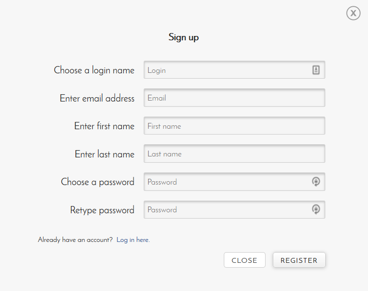 Resonant Lab shows the fields it requires to make an account.