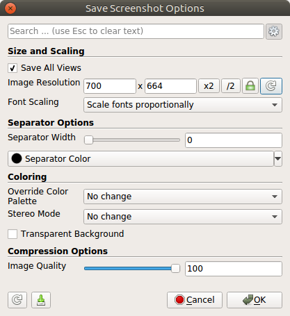 Save Screenshot Options (v5.4) with advanced options.