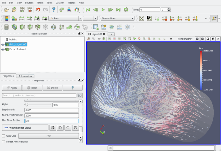 New Animated Stream Lines Representation for ParaView 5.3