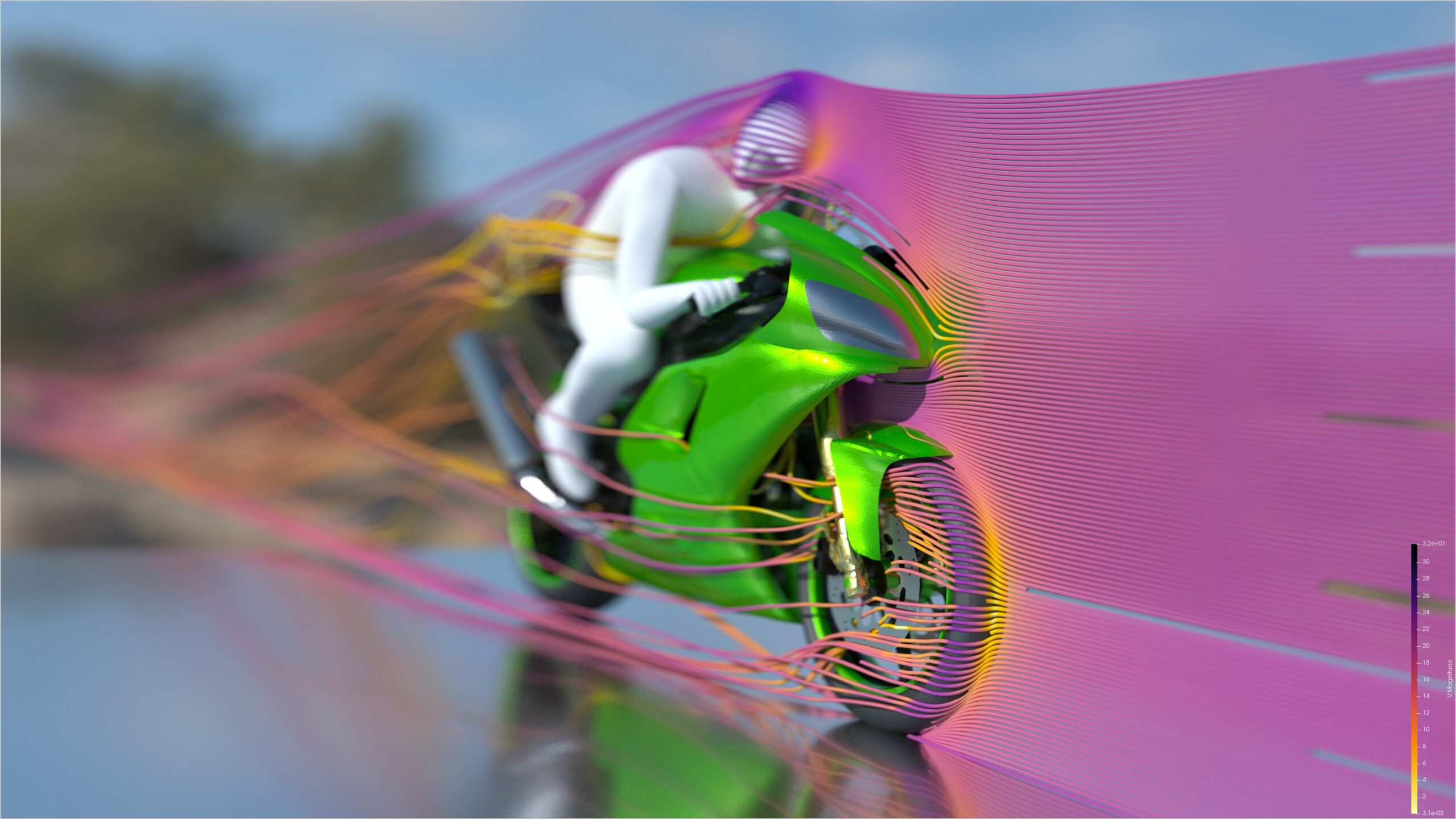 OpenFoam motorbike rendered with OptiX in ParaView