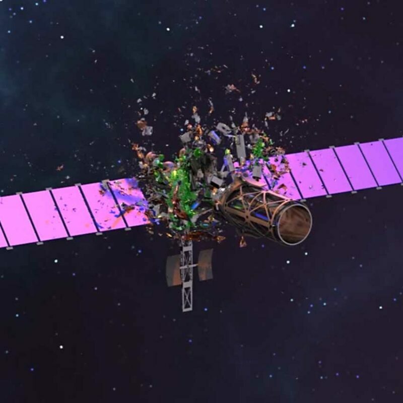 computer rendering satellite destruction