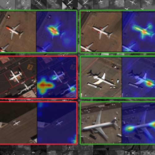 Side by side comparisons of satellite image of a plane and it's heat signature