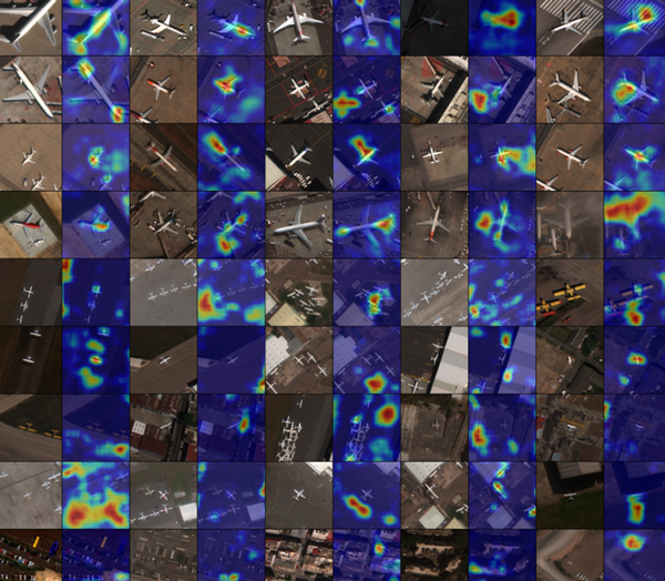 Saliency heat map identifying airplanes