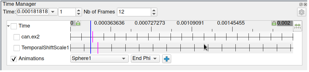 Time Manager panel with  temporal sources