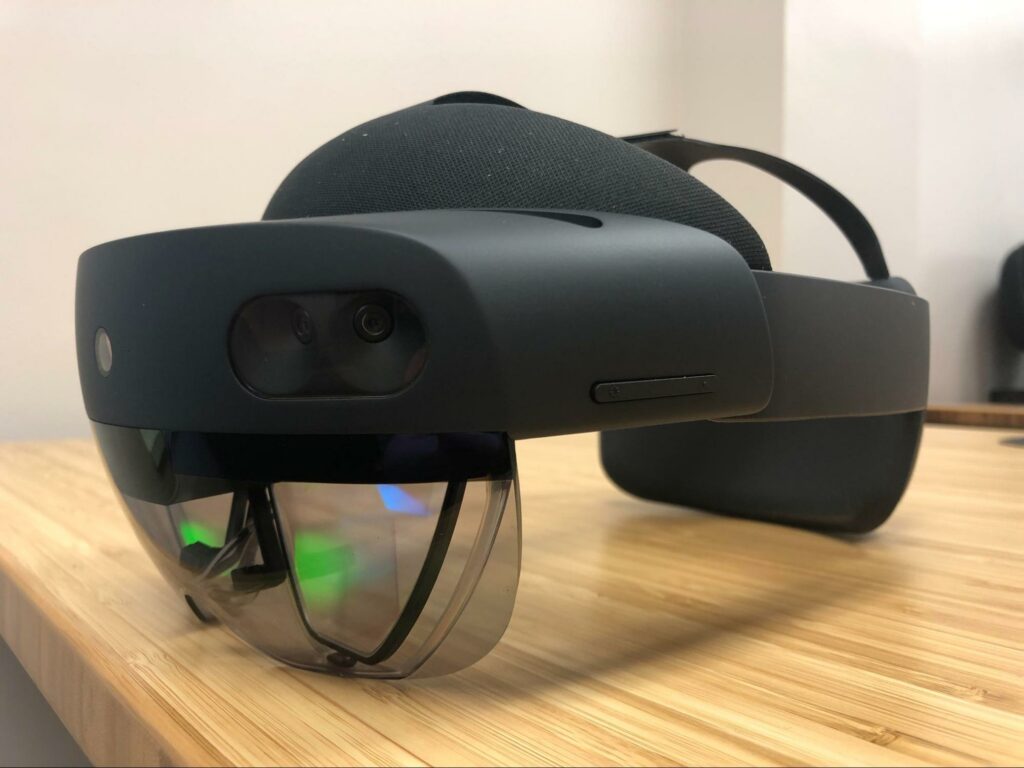 A Microsoft HoloLens 2 Augmented Reality headset. 
