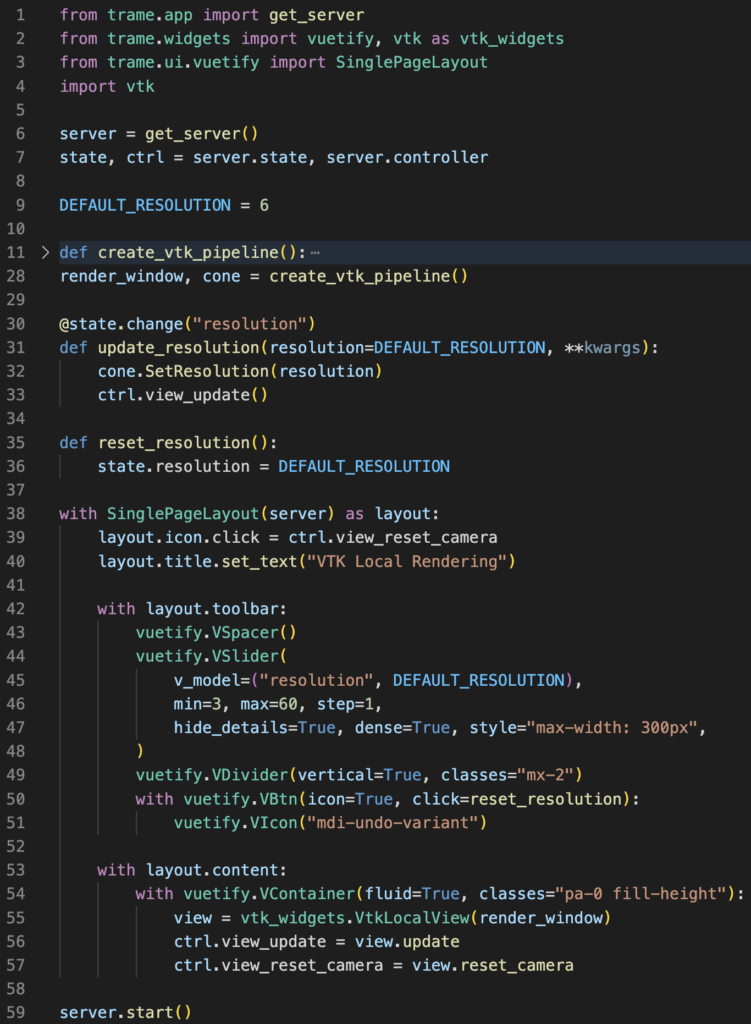 Python code for trame