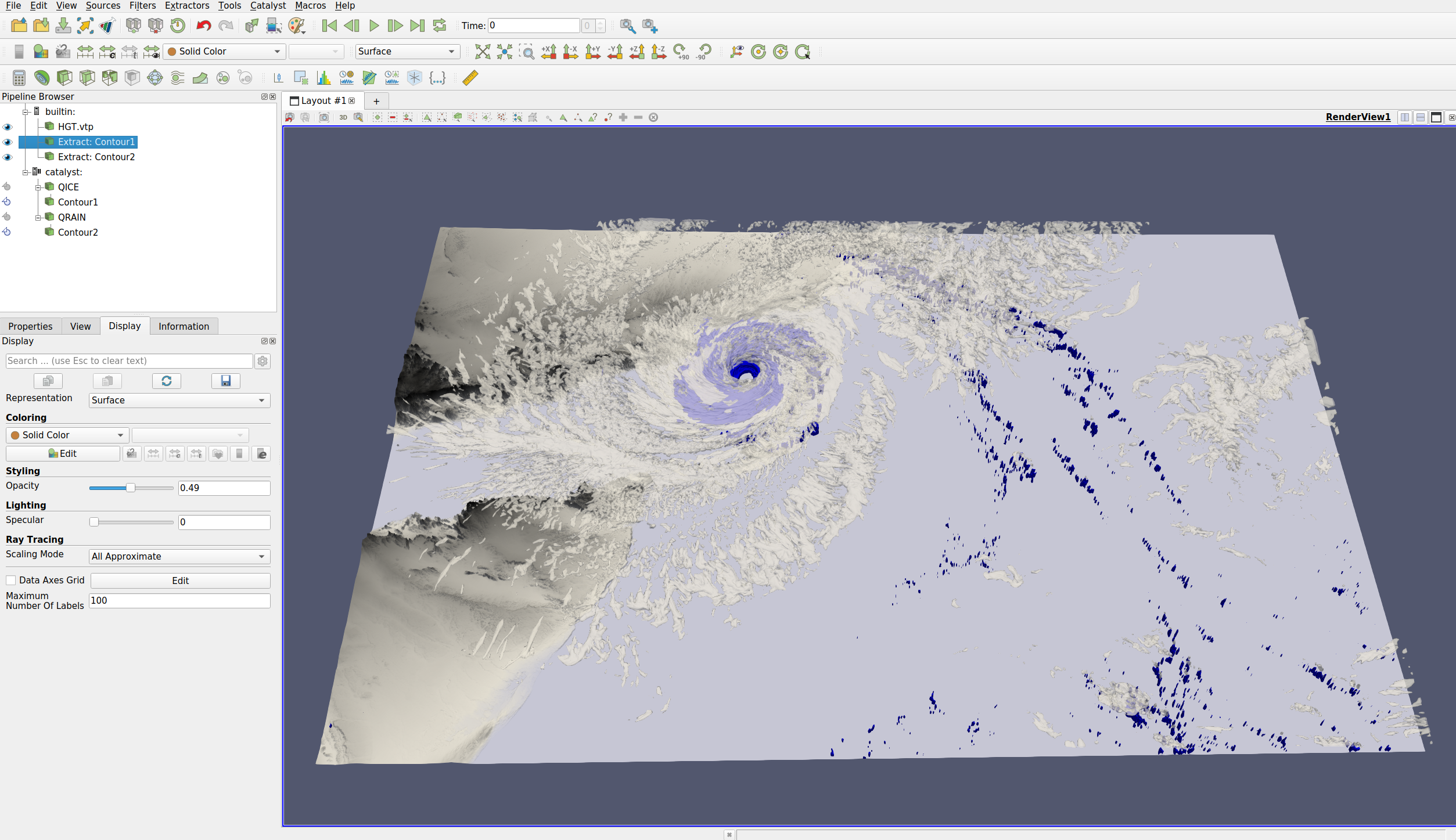 Cyclone Chapala Simulation with ParaView Catalyst through KAUST Imshimtu Library