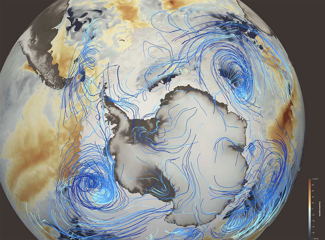 Feature Image: This visualization was a finalist in the SC21 Visualization Showcase. Credits: Francesca Samel, Greg Abram, Stephanie Zeller at TACC. Mark Petersen, LeAnn Conlon, Prajvala Kurtakoti, Linnea Palstom, John Patchett, and Andrew Roberts at Los Alamos National Lab.