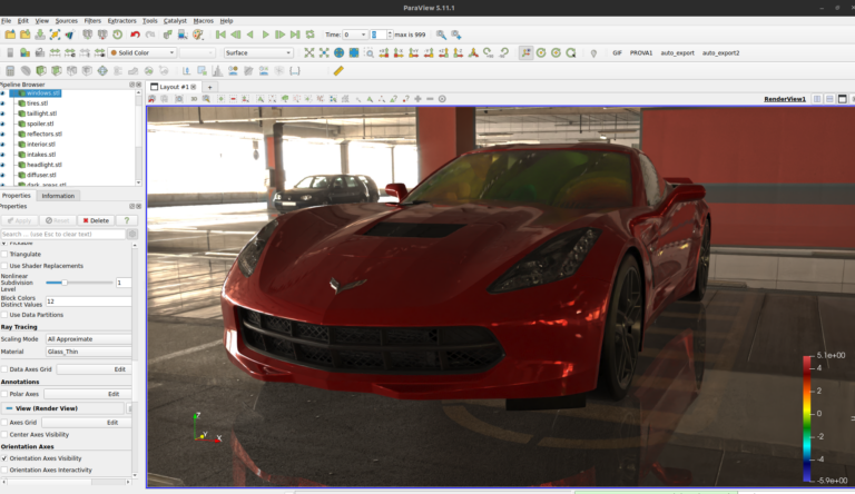 Visualization of a sports car with UI elements to left of it.