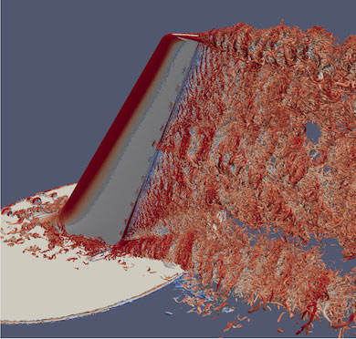 Visualization of a plane tail with wind coming off of it