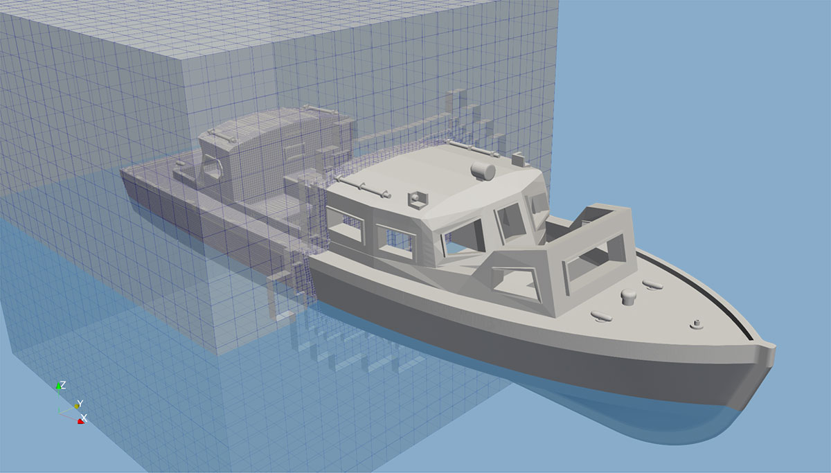 This figure shows an OpenFOAM workflow Kitware created for Sandia National Laboratories to evaluate the reactions of objects to wave motion. What
