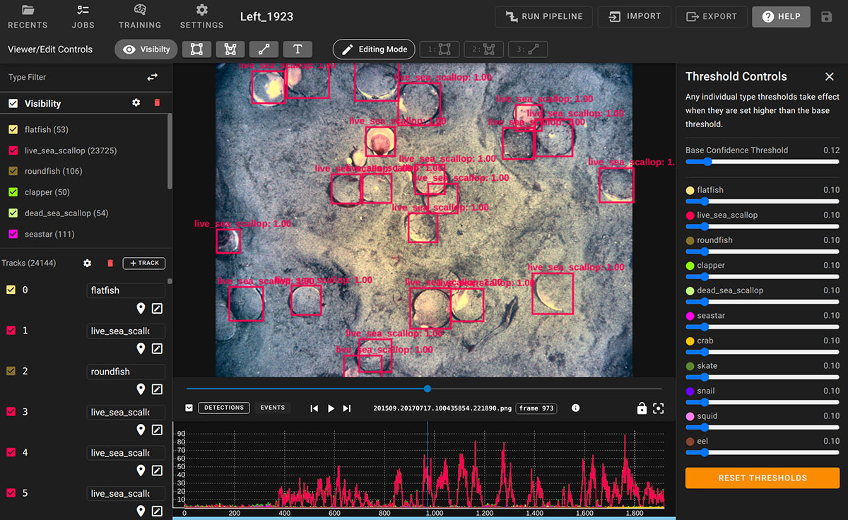 screenshot of software where computer identifies objects with boxes around them.