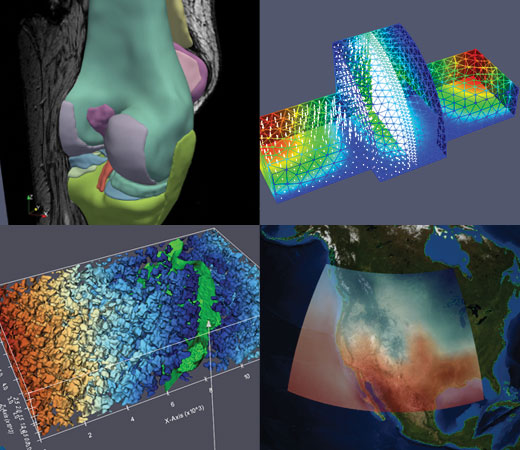 Visualizations of a knee, northern hemisphere and land topography