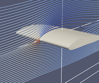 Simulation of air flow over an airplane wing