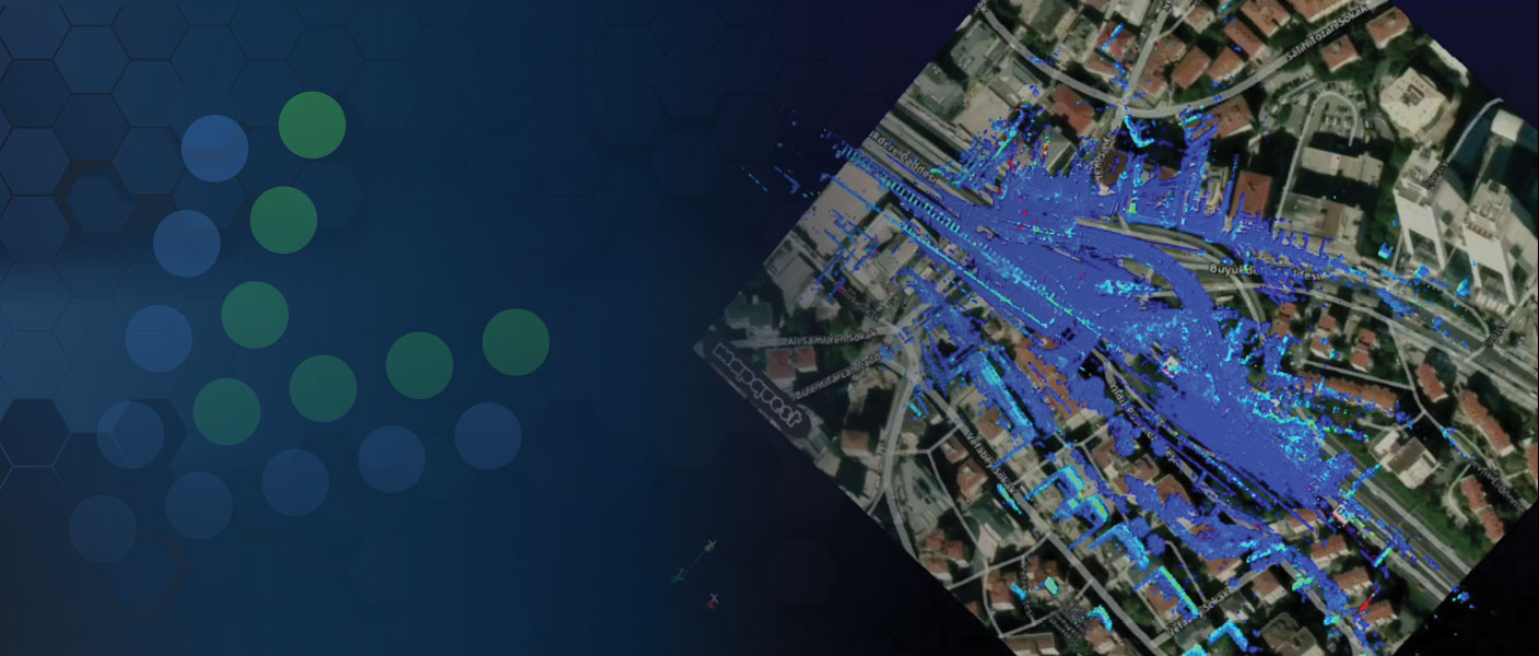 Satellite view of a street