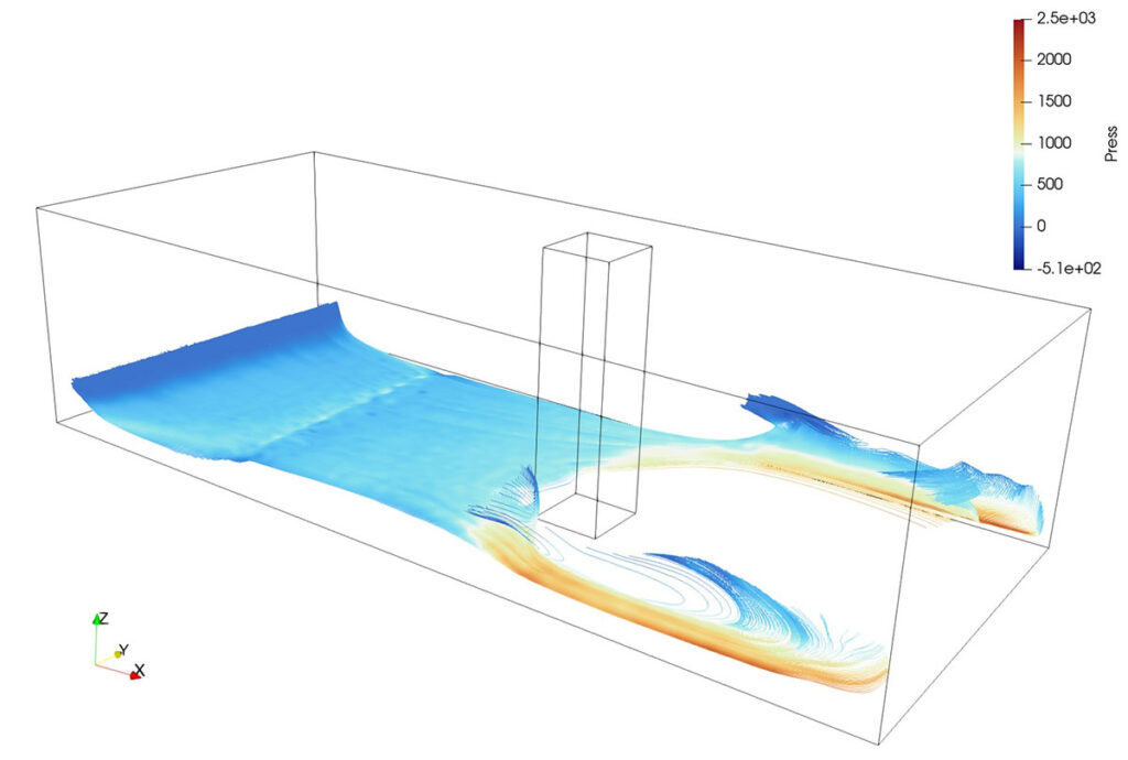 Figure 9: Streamlines, computed on the interpolated volume of the fluid simulation.