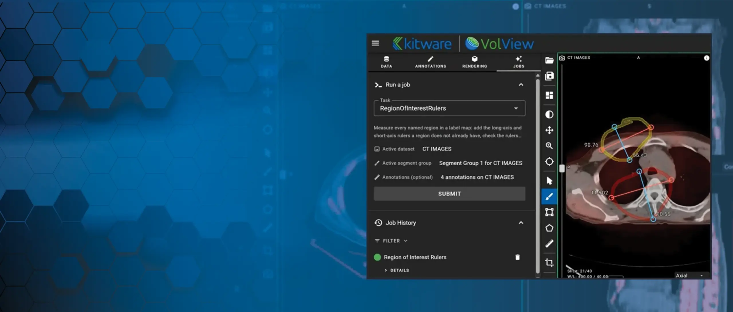 A website hero banner featuring Kitware